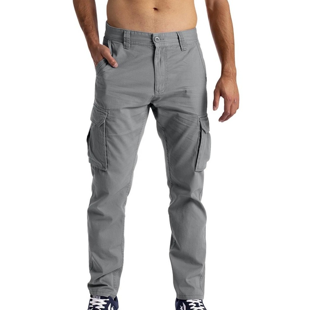 NWT Blu Rock Cargo Pants Men's 36 Gray Cotton Spandex Stretch